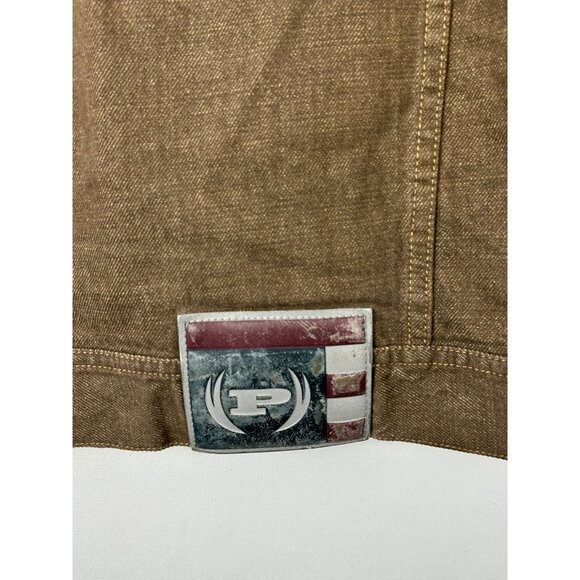 Phat Farm Mens Denim Jean Jacket XXXL Button Up Front Coat Brown VTG - Picture 14 of 16